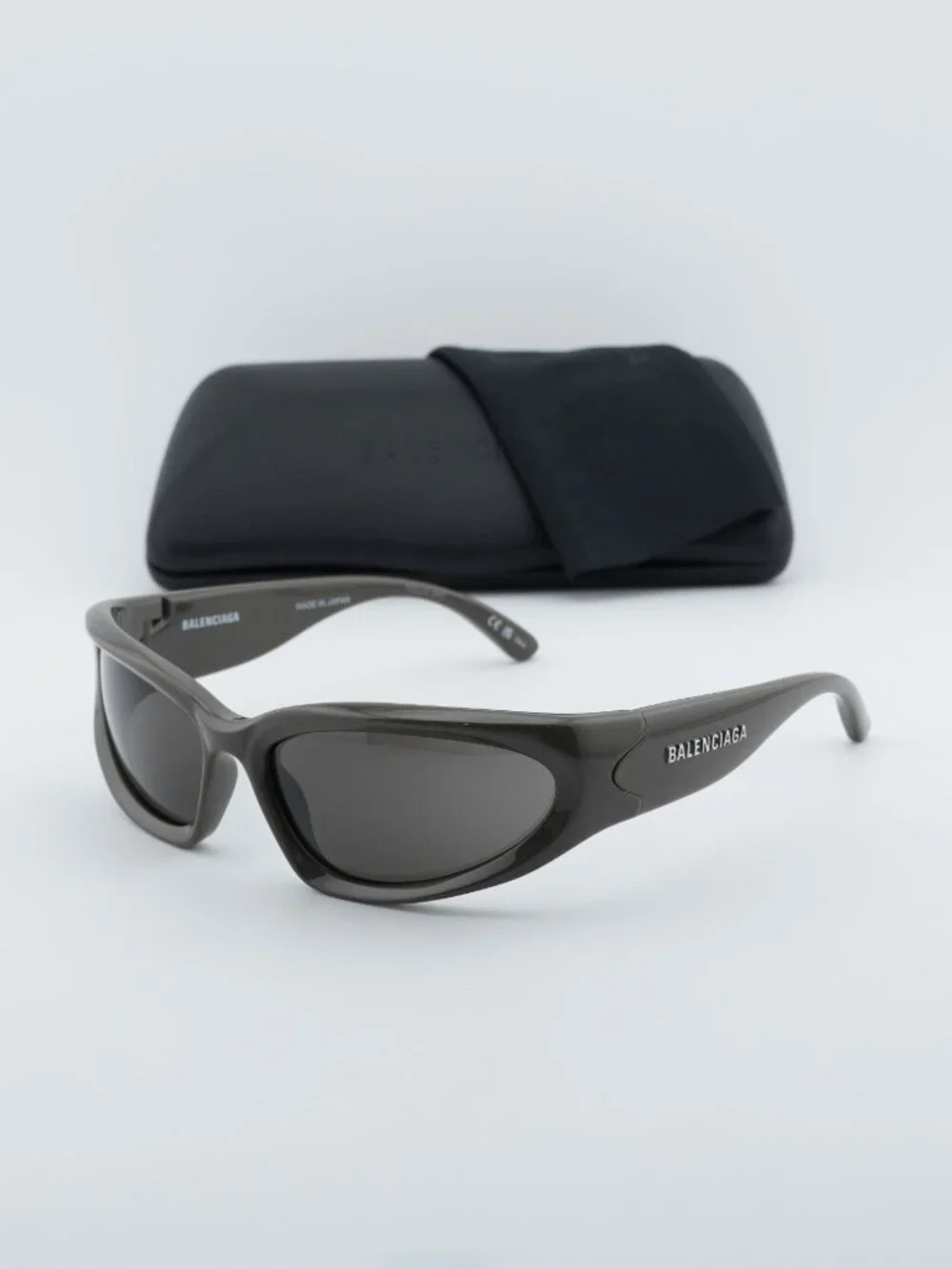 Balenciaga BB0157S 008 Geometric Sport Sunglasses - Grey / Grey